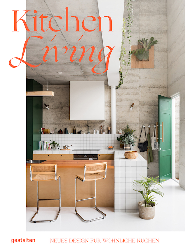 Buchcover der Publikation Kitchen Living mit Ansicht einer modernen Küche