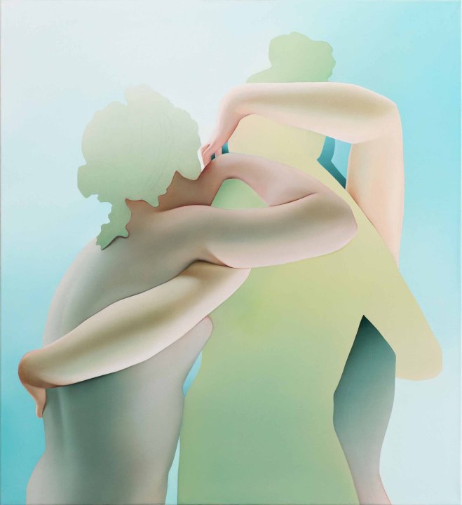 Bild zweier sich umarmender und küssender von der Jungkünstlerin Vivian Greven.